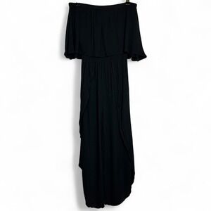 Audrey 3+1 Strapless Tube Jumpsuit Small Boho Flowy High Low Overlay Black